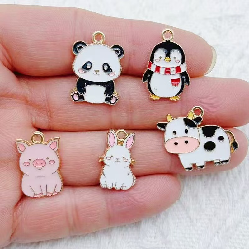 Event Party - 10 ชิ้น จี้พวงกุญแจการ์ตูนเพนกวินแพนด้า DIY สไตล์เกาหลี จี้สร้อยคอ