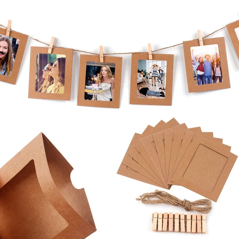 Photo Booth Frame - คลิปหนีบรูปภาพติดผนัง ป้ายแฮปปี้เบิร์ธเดย์ ของตกแต่งวันครบรอบแต่งงาน กรอบรูปวันเกิดครบรอบ 1 ปี