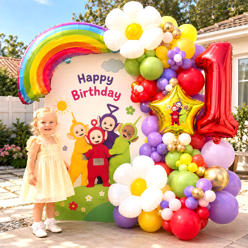 Balloon Arch Kit - ชุดลูกโป่งโค้งเทเลทับบี้ส์ ชุดลูกโป่งการ์ตูน ลูกโป่งฟอยล์และลูกโป่งลาเท็กซ์ สำหรับงานเลี้ยงฉลองทารกแรกเกิดและงานปาร์ตี้ธีมเด็ก
