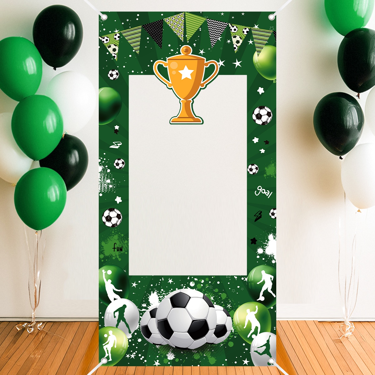 Photo Booth Frame - 1 PC สีเขียวฟุตบอลตกแต่ง Photo Booth กรอบวันเกิดกีฬา