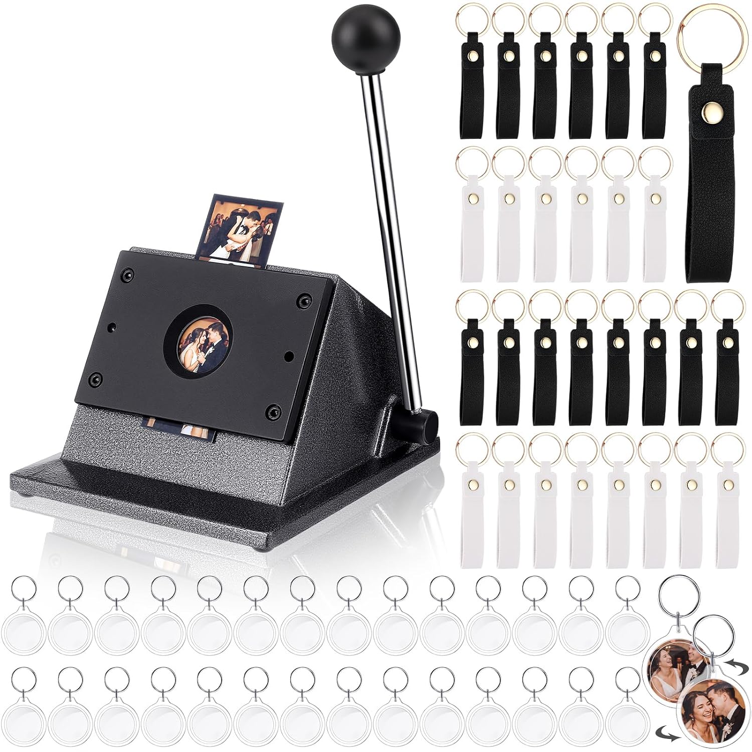 Photo Booth Frame - ชุดอุปกรณ์ทำพวงกุญแจรูปถ่าย 61 ชิ้น พร้อมเครื่องตัดรูปถ่ายขนาด 35 มม.