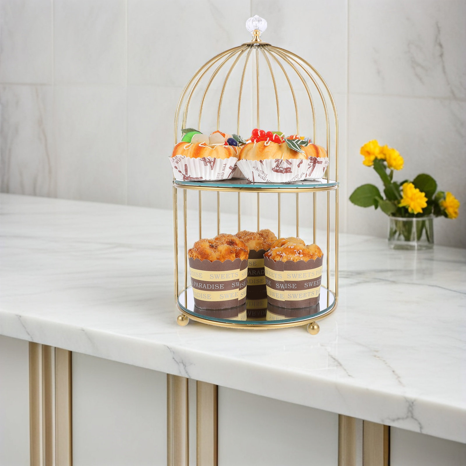 แท่นวางขนมหลายชั้นทรงกรงนก ที่ - Cupcake Stand Tier บทวิจารณ์และราคา