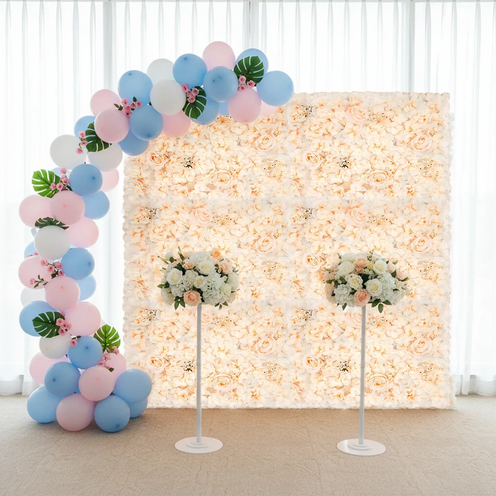 แผงผนังดอกไม้ประดิษฐ์ 6 ชิ้น ข - Flower Wall Panel บทวิจารณ์และราคา
