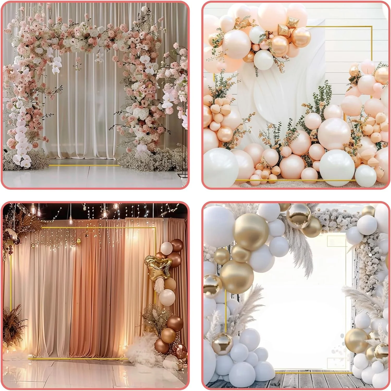 ทองจัดงานแต่งงานสแควร์ฉากหลังโ - Balloon Arch Kit บทวิจารณ์และราคา